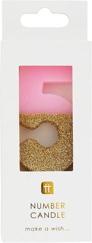 Talking Tables Pink Number 0 Birthday Candle with Gold Glitter Premium Quality Cake Topper Decoration for Kids, Adults, Party, Anniversary, Milestone Age, Height 8cm, 3", PINK0 in Saudi Arabia