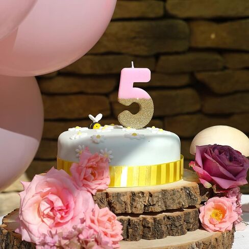 Talking Tables Pink Number 0 Birthday Candle with Gold Glitter Premium Quality Cake Topper Decoration for Kids, Adults, Party, Anniversary, Milestone Age, Height 8cm, 3", PINK0 in Saudi Arabia