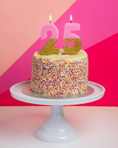 Talking Tables Pink Number 0 Birthday Candle with Gold Glitter Premium Quality Cake Topper Decoration for Kids, Adults, Party, Anniversary, Milestone Age, Height 8cm, 3", PINK0 in Saudi Arabia