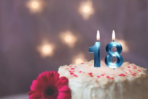 Blue 18th Birthday Candles, Number 18 Cake Topper for Birthday Decorations Party Decoration in Saudi Arabia