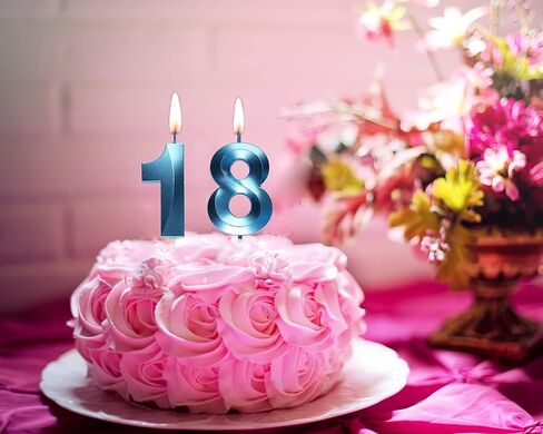 Blue 18th Birthday Candles, Number 18 Cake Topper for Birthday Decorations Party Decoration in Saudi Arabia
