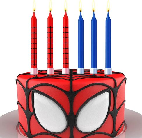 12 Pcs Spider Themed Birthday Candles Cake Candels in Holders Spider Web Cake Topper for Racing Cars Party Decoration Baby Shower Halloween Party in Saudi Arabia