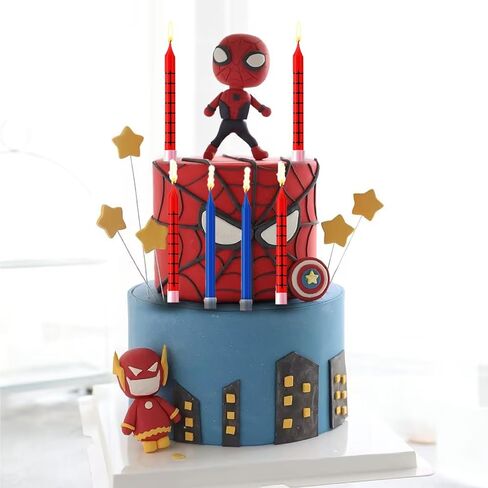 12 Pcs Spider Themed Birthday Candles Cake Candels in Holders Spider Web Cake Topper for Racing Cars Party Decoration Baby Shower Halloween Party in Saudi Arabia