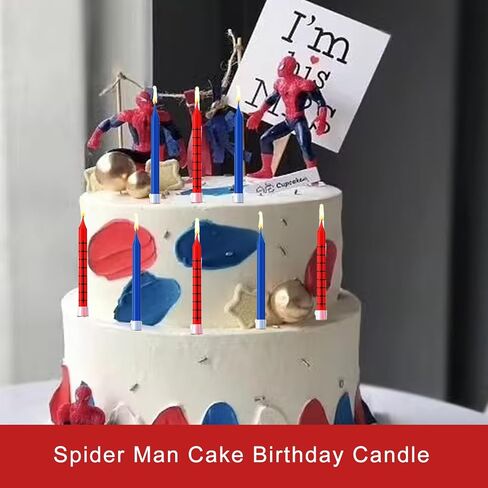 12 Pcs Spider Themed Birthday Candles Cake Candels in Holders Spider Web Cake Topper for Racing Cars Party Decoration Baby Shower Halloween Party in Saudi Arabia