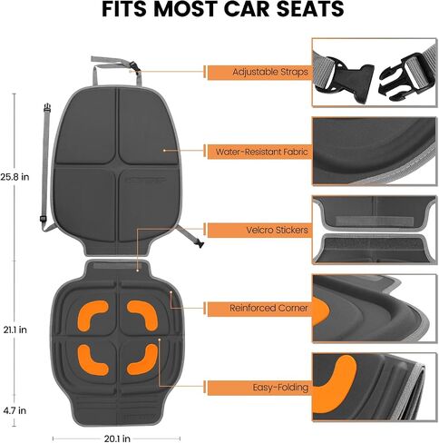 HEYTRIP Car Seat Protector, 2 Packs, Rear-Facing/Forward Facing Car Seat Mat for 0~12 Years Old Children, Waterproof, Easy Cleanup, Non-Slip, Fit Most Car Seats(Black Blue) in Saudi Arabia