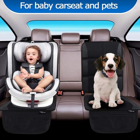 Car Seat Protector, 2 Pack Large Car Seat Protectors for Child Baby Car Seat with Organizer Pockets, Thick Padding Waterproof Car Seat Protector, Auto Vehicle Leather Seats Dog Mat Cover Pads, Grey in Kuwait