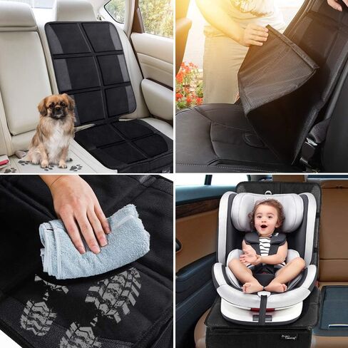 Car Seat Protector, 2 Pack Large Car Seat Protectors for Child Baby Car Seat with Organizer Pockets, Thick Padding Waterproof Car Seat Protector, Auto Vehicle Leather Seats Dog Mat Cover Pads, Grey in Kuwait