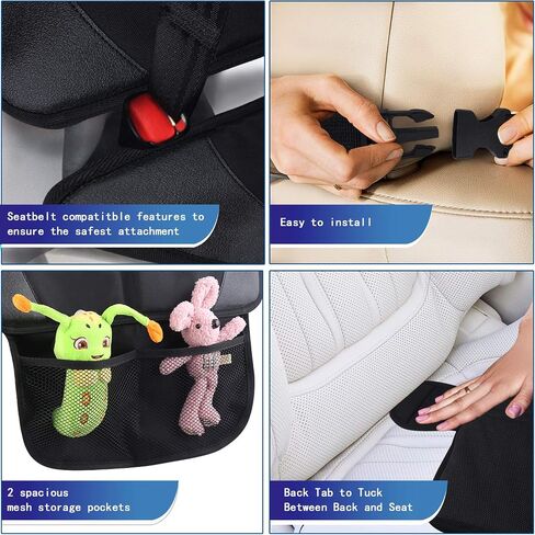 Car Seat Protector, 2 Pack Large Car Seat Protectors for Child Baby Car Seat with Organizer Pockets, Thick Padding Waterproof Car Seat Protector, Auto Vehicle Leather Seats Dog Mat Cover Pads, Grey in Kuwait
