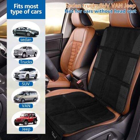 Car Seat Protector, 2 Pack Large Car Seat Protectors for Child Baby Car Seat with Organizer Pockets, Thick Padding Waterproof Car Seat Protector, Auto Vehicle Leather Seats Dog Mat Cover Pads, Grey in Kuwait