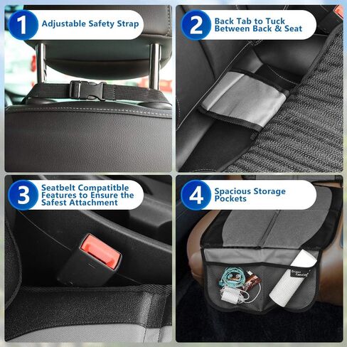 واقي مقعد السيارة، عبوتان من واقيات مقاعد السيارة الكبيرة لمقعد السيارة للأطفال مع جيوب منظمة، بطانة سميكة وواقي مقعد السيارة مقاوم للماء، وسادات غطاء لمقاعد السيارة الجلدية للسيارات، رمادي in Kuwait