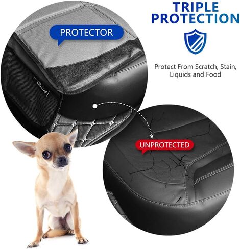 واقي مقعد السيارة، عبوتان من واقيات مقاعد السيارة الكبيرة لمقعد السيارة للأطفال مع جيوب منظمة، بطانة سميكة وواقي مقعد السيارة مقاوم للماء، وسادات غطاء لمقاعد السيارة الجلدية للسيارات، رمادي in Kuwait