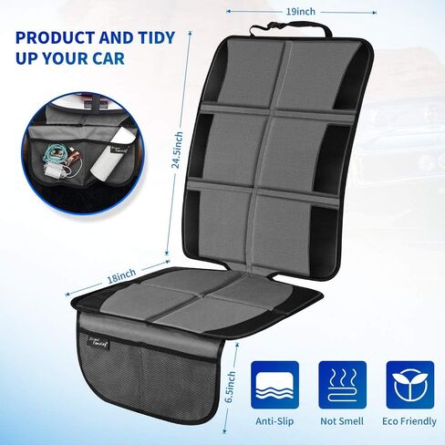 واقي مقعد السيارة، عبوتان من واقيات مقاعد السيارة الكبيرة لمقعد السيارة للأطفال مع جيوب منظمة، بطانة سميكة وواقي مقعد السيارة مقاوم للماء، وسادات غطاء لمقاعد السيارة الجلدية للسيارات، رمادي in Kuwait