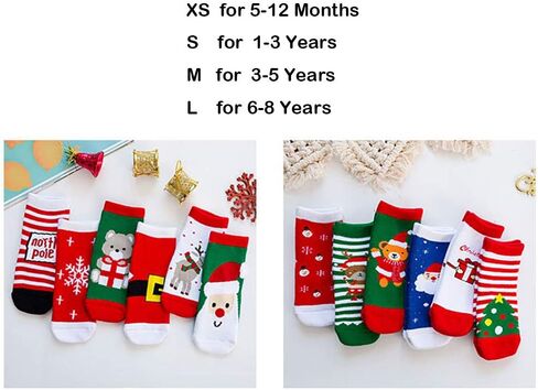 Gellwhu 12 زوجًا من جوارب عيد الميلاد للأطفال هدايا تخزين حشوات سميكة للشتاء الدافئ للعطلات جوارب قطنية للأطفال الصغار in Kuwait