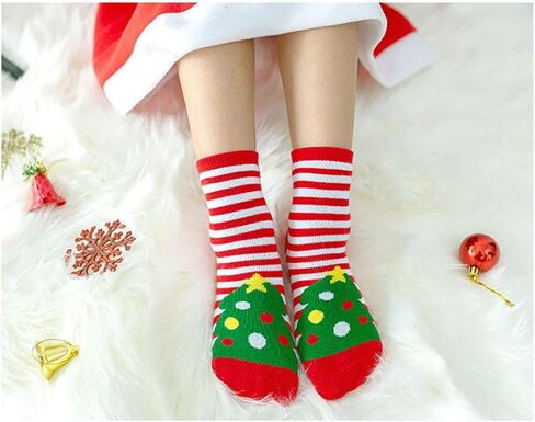Gellwhu 12 زوجًا من جوارب عيد الميلاد للأطفال هدايا تخزين حشوات سميكة للشتاء الدافئ للعطلات جوارب قطنية للأطفال الصغار in Kuwait