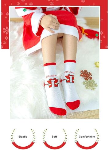 Gellwhu 12 زوجًا من جوارب عيد الميلاد للأطفال هدايا تخزين حشوات سميكة للشتاء الدافئ للعطلات جوارب قطنية للأطفال الصغار in Kuwait