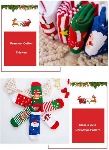 Gellwhu 12 زوجًا من جوارب عيد الميلاد للأطفال هدايا تخزين حشوات سميكة للشتاء الدافئ للعطلات جوارب قطنية للأطفال الصغار in Kuwait