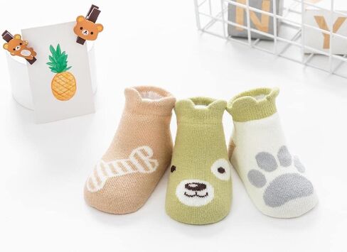 6 أزواج من جوارب Kisgyst للكاحل من القطن للأطفال غير قابلة للانزلاق مع نعل غير قابل للانزلاق للأطفال حديثي الولادة والأولاد والبنات in Kuwait