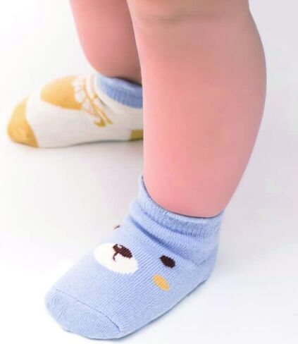 6 أزواج من جوارب Kisgyst للكاحل من القطن للأطفال غير قابلة للانزلاق مع نعل غير قابل للانزلاق للأطفال حديثي الولادة والأولاد والبنات in Kuwait