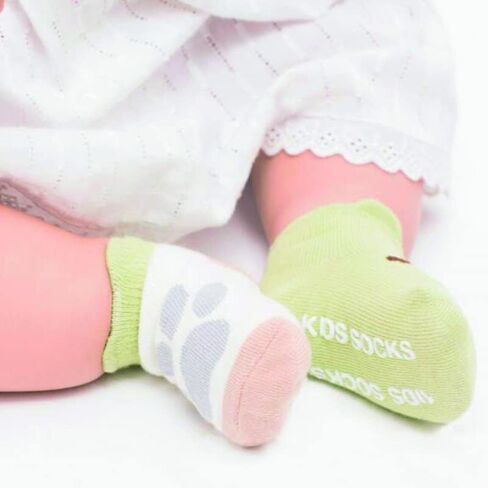 6 أزواج من جوارب Kisgyst للكاحل من القطن للأطفال غير قابلة للانزلاق مع نعل غير قابل للانزلاق للأطفال حديثي الولادة والأولاد والبنات in Kuwait