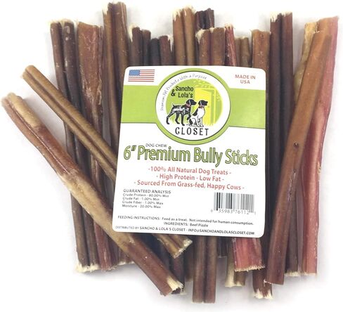 Sancho & Lola's Closet USA Black Angus Bully Sticks for Dogs-6-Inch Standard 5PK Gourmet Small Batch Grain-Free Rawhide-Free Pizzle Dog Chews - No Odor in Saudi Arabia
