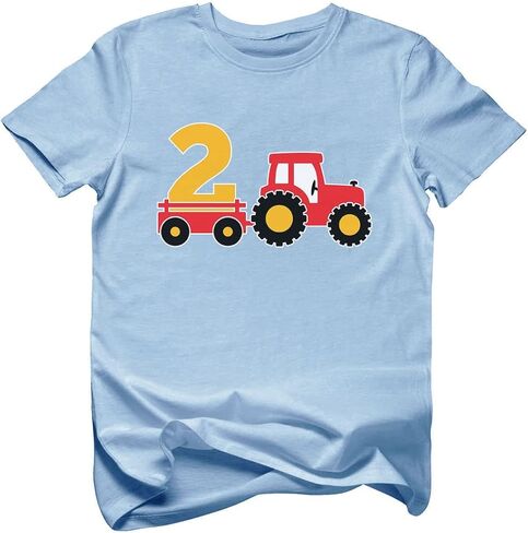 Tstars 2 Year Old 2nd Birthday Shirt Boy Construction Party Tractor Shirts for Boys in Saudi Arabia