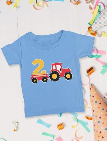 Tstars 2 Year Old 2nd Birthday Shirt Boy Construction Party Tractor Shirts for Boys in Saudi Arabia