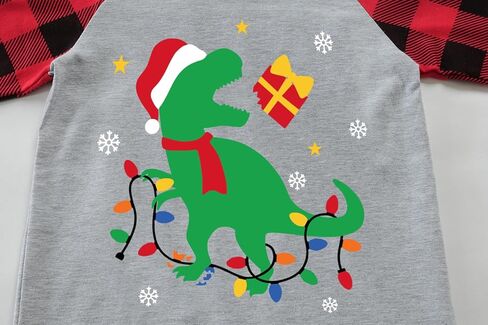 Toddler Boy Girl Ugly Christmas Digger Dinosaur T-Shirt Red Plaid Raglan Long Sleeve Kids Xmas Tractor Clothes Tops 2-7T in Kuwait