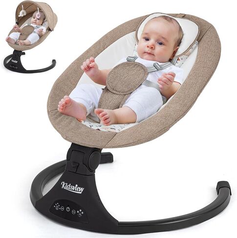 أرجوحة أطفال، أرجوحة أطفال كهربائية للرضع، أرجوحة بلوتوث للطفل من عمر 0 ​​إلى 9 أشهر مع مكبر صوت موسيقي، أرجوحة للرضع مع جهاز تحكم عن بعد (رمادي) in Kuwait