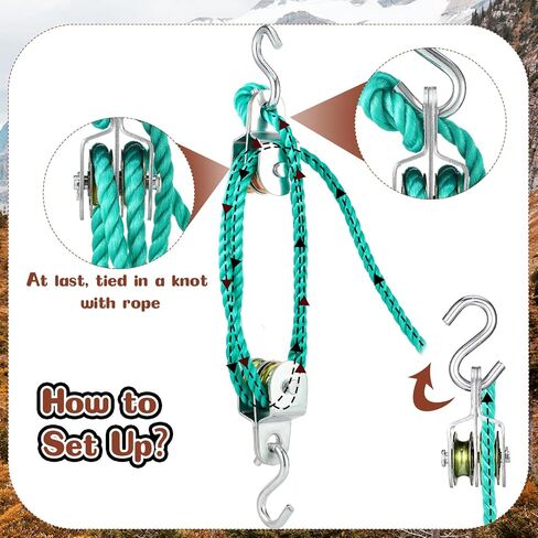 Leriton Deer Hanger Game Hanging Gambrel and Hoist Kit Deer Hoist for Truck Hitch Elk Gambrel and Pulley Hoist Lift System for Men Wild Hunting Gifts Deer Hunting Accessories in Kuwait