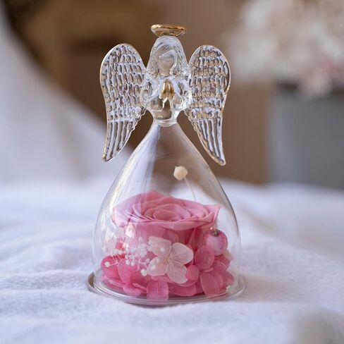 Miofula Angel Rose هدايا عيد ميلاد للنساء، وردة محفوظة في تماثيل ملائكة زجاجية هدايا للأم والجدة والزوجة، هدايا ورود حقيقية إلى الأبد لها في عيد الميلاد وعيد الحب وعيد الشكر in Kuwait