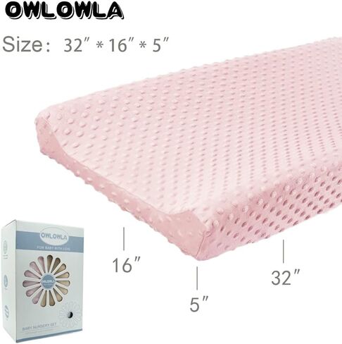 Owlowla 2Pack Changing Pad Cover Soft Minky Table Sheets Baby Boys Girls | Breathable Fabric,Fits Standard Changing Pads,Cover Only,Machine Washable,Nursery Room Decor,Pink&Cream in Saudi Arabia