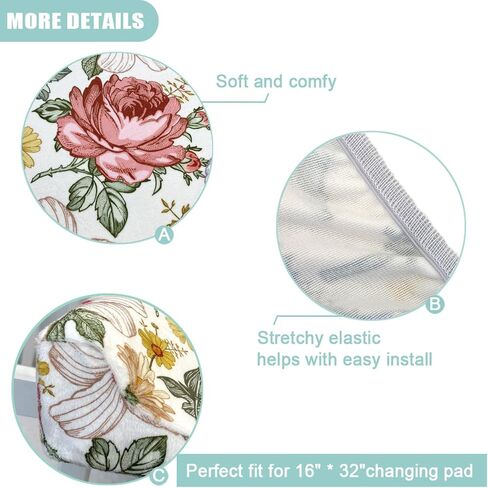 Owlowla 2Pack Changing Pad Cover Soft Minky Table Sheets Baby Boys Girls | Breathable Fabric,Fits Standard Changing Pads,Cover Only,Machine Washable,Nursery Room Decor,Pink&Cream in Saudi Arabia