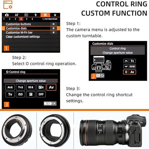 محول عدسة SNIPIZ EF-EOS R2 EF إلى RF، محول عدسة التركيز التلقائي مع حلقة تحكم مخصصة لعدسة Canon EF/EF-S إلى R-Mount Canon Camera EOS R,RP,R3,R5,R6,R6II,R7,R8 ،R10،R50،R100 in Saudi Arabia