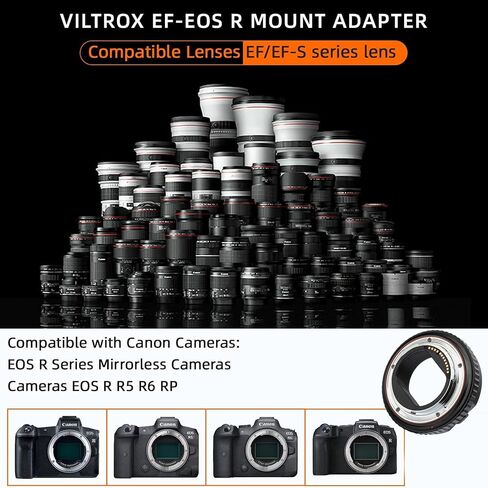 محول عدسة SNIPIZ EF-EOS R2 EF إلى RF، محول عدسة التركيز التلقائي مع حلقة تحكم مخصصة لعدسة Canon EF/EF-S إلى R-Mount Canon Camera EOS R,RP,R3,R5,R6,R6II,R7,R8 ،R10،R50،R100 in Saudi Arabia