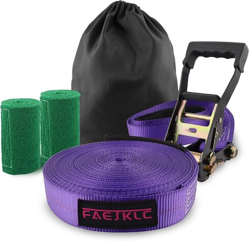 Slackline Kit for Kids Zipline Accessories 65ft Zip Line Ninja Warrior Slackline Tight Rope Line for Kids and Adult Backyard Training Equipment for Outside in Kuwait