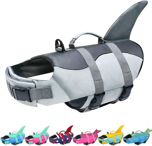 Malier Dog Life Jacket, High Buoyancy Shark Swimsuit, Ripstop American Flag, Medium, Red & Dark Blue in Kuwait