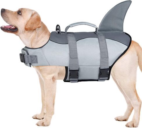 Malier Dog Life Jacket, High Buoyancy Shark Swimsuit, Ripstop American Flag, Medium, Red & Dark Blue in Kuwait