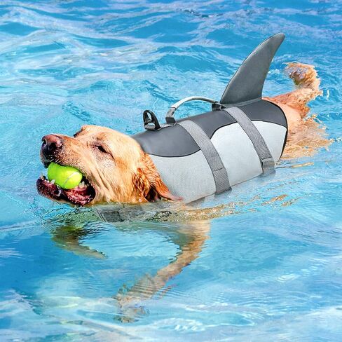 Malier Dog Life Jacket, High Buoyancy Shark Swimsuit, Ripstop American Flag, Medium, Red & Dark Blue in Kuwait