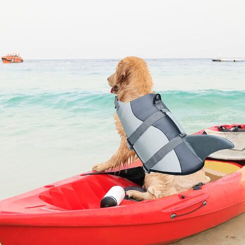 Malier Dog Life Jacket, High Buoyancy Shark Swimsuit, Ripstop American Flag, Medium, Red & Dark Blue in Kuwait