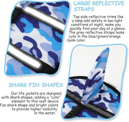 Fragralley Dog Life Jacket Shark, Dog Life Vest Adjustable Ripstop, Dog Swimming Safety Vest with Superior Buoyancy & Rescue Handle for Small Medium Large Dogs, Swim, Pool, Beach, Boating in Kuwait