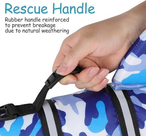 Fragralley Dog Life Jacket Shark, Dog Life Vest Adjustable Ripstop, Dog Swimming Safety Vest with Superior Buoyancy & Rescue Handle for Small Medium Large Dogs, Swim, Pool, Beach, Boating in Kuwait