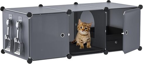 حاوية صندوق فضلات القطط من سنوغهوم مع مغرفة فضلات القطط، واقي من صندوق فضلات القطط المخفي، حمام خصوصية مخفي للقطط مع باب للقطط (صندوق فضلات القطط متضمن)، 15.94 بوصة طول × 11.81 بوصة عرض × 12.2 بوصة طول in Kuwait