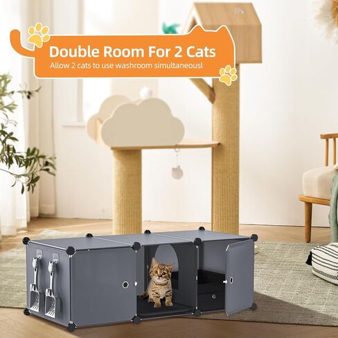 حاوية صندوق فضلات القطط من سنوغهوم مع مغرفة فضلات القطط، واقي من صندوق فضلات القطط المخفي، حمام خصوصية مخفي للقطط مع باب للقطط (صندوق فضلات القطط متضمن)، 15.94 بوصة طول × 11.81 بوصة عرض × 12.2 بوصة طول in Kuwait