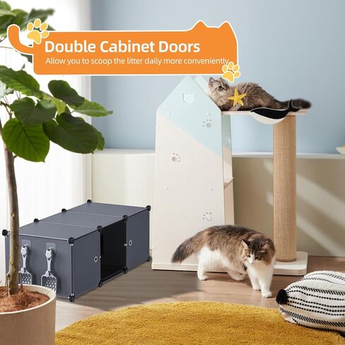 حاوية صندوق فضلات القطط من سنوغهوم مع مغرفة فضلات القطط، واقي من صندوق فضلات القطط المخفي، حمام خصوصية مخفي للقطط مع باب للقطط (صندوق فضلات القطط متضمن)، 15.94 بوصة طول × 11.81 بوصة عرض × 12.2 بوصة طول in Kuwait