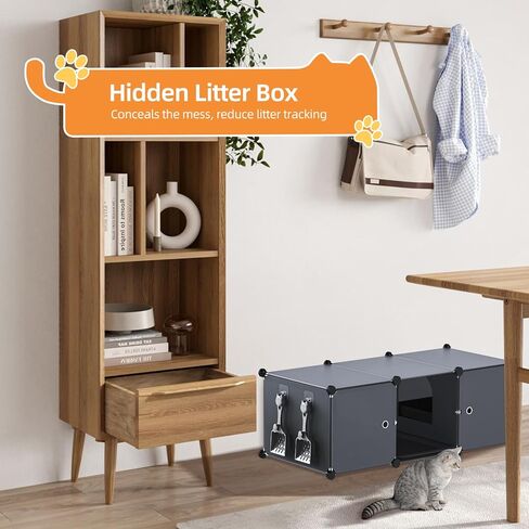 حاوية صندوق فضلات القطط من سنوغهوم مع مغرفة فضلات القطط، واقي من صندوق فضلات القطط المخفي، حمام خصوصية مخفي للقطط مع باب للقطط (صندوق فضلات القطط متضمن)، 15.94 بوصة طول × 11.81 بوصة عرض × 12.2 بوصة طول in Kuwait