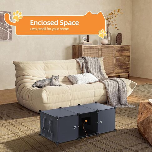 حاوية صندوق فضلات القطط من سنوغهوم مع مغرفة فضلات القطط، واقي من صندوق فضلات القطط المخفي، حمام خصوصية مخفي للقطط مع باب للقطط (صندوق فضلات القطط متضمن)، 15.94 بوصة طول × 11.81 بوصة عرض × 12.2 بوصة طول in Kuwait