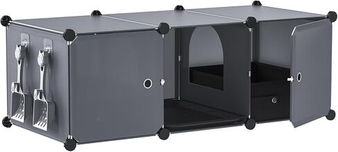 حاوية صندوق فضلات القطط من سنوغهوم مع مغرفة فضلات القطط، واقي من صندوق فضلات القطط المخفي، حمام خصوصية مخفي للقطط مع باب للقطط (صندوق فضلات القطط متضمن)، 15.94 بوصة طول × 11.81 بوصة عرض × 12.2 بوصة طول in Kuwait