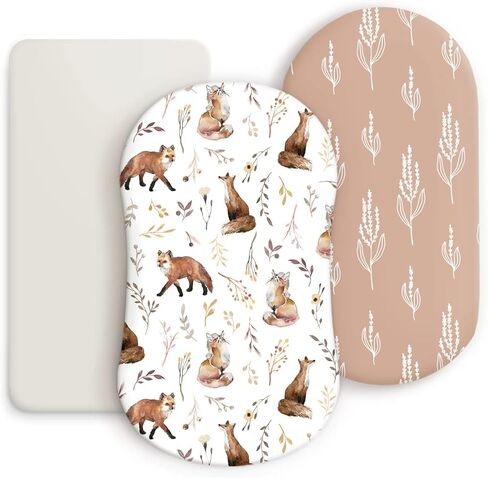 Stretchy Ultra Soft Fitted Bassinet Sheets 3 Pack, Universal Fitted for Oval Rectangle Bassinet Mattresses Safe and Snug, Stylish Bassinet Sheet Gender-Neutral Print for Baby in Saudi Arabia