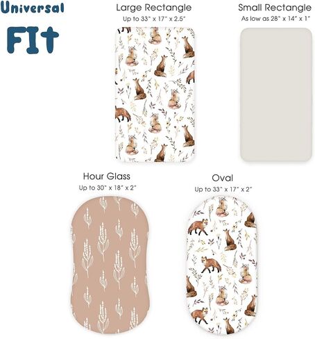 Stretchy Ultra Soft Fitted Bassinet Sheets 3 Pack, Universal Fitted for Oval Rectangle Bassinet Mattresses Safe and Snug, Stylish Bassinet Sheet Gender-Neutral Print for Baby in Saudi Arabia