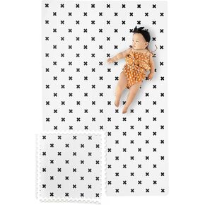 Yay Mats Stylish Extra Large Baby Play Mat. Soft, Thick, Non-Toxic Foam Covers 6 ft x 4 ft. Expandable Tiles with Edges Infants and Kids Playmat Tummy Time Mat (Carter Mudcloth Tan)